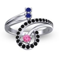 Pink Tourmaline Fashion Ring In Palladium With Blue Sapphire And Black Onyx – Parusa Statement Ring