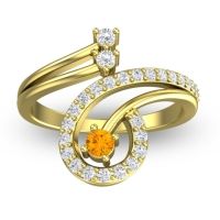 Citrine Fashion Ring In 14k Yellow Gold With Lab Diamond – Parusa Statement Ring