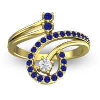 Diamond Fashion Ring In 14k Yellow Gold With Blue Sapphire – Parusa Statement Ring