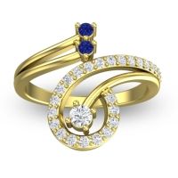 Diamond Fashion Ring In 14k Yellow Gold With Blue Sapphire And Lab Diamond – Parusa Statement Ring