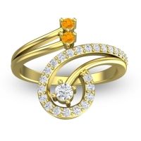 Lab Diamond Fashion Ring In 14k Yellow Gold With Citrine And Diamond – Parusa Statement Ring