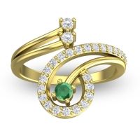 Emerald Fashion Ring In 14k Yellow Gold With Lab Diamond – Parusa Statement Ring