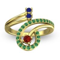 Garnet Fashion Ring In 14k Yellow Gold With Blue Sapphire And Emerald – Parusa Statement Ring