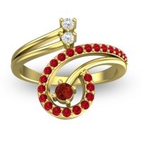 Garnet Fashion Ring In 18k Yellow Gold With Lab Diamond And Ruby – Parusa Statement Ring