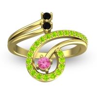 Pink Tourmaline Fashion Ring In 18k Yellow Gold With Black Onyx And Peridot – Parusa Statement Ring