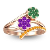 Amethyst Fashion Ring In 14K Rose Gold With Emerald And Citrine – Zubha Simple Ring