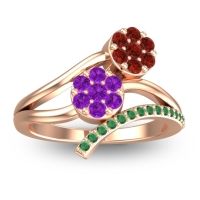 Amethyst Fashion Ring In 14K Rose Gold With Garnet And Emerald – Zubha Simple Ring