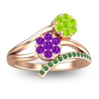 Amethyst Fashion Ring In 14K Rose Gold With Peridot And Emerald – Zubha Simple Ring