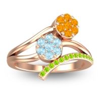 Aquamarine Fashion Ring In 14K Rose Gold With Citrine And Peridot – Zubha Simple Ring