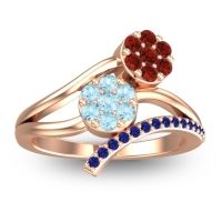 Aquamarine Fashion Ring In 14K Rose Gold With Garnet And Blue Sapphire – Zubha Simple Ring