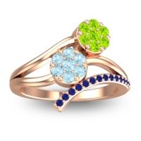 Aquamarine Fashion Ring In 14K Rose Gold With Peridot And Blue Sapphire – Zubha Simple Ring