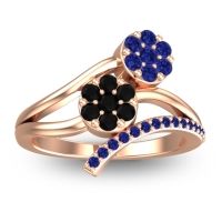 Black Onyx Fashion Ring In 14K Rose Gold With Blue Sapphire – Zubha Simple Ring
