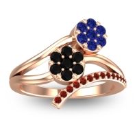 Black Onyx Fashion Ring In 14K Rose Gold With Blue Sapphire And Garnet – Zubha Simple Ring