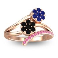 Black Onyx Fashion Ring In 14K Rose Gold With Blue Sapphire And Pink Tourmaline – Zubha Simple Ring