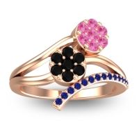 Black Onyx Fashion Ring In 14K Rose Gold With Pink Tourmaline And Blue Sapphire – Zubha Simple Ring