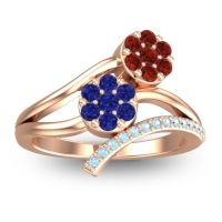 Blue Sapphire Fashion Ring In 14K Rose Gold With Garnet And Aquamarine – Zubha Simple Ring
