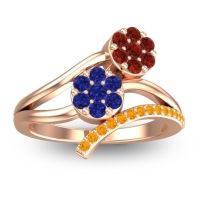 Blue Sapphire Fashion Ring In 14K Rose Gold With Garnet And Citrine – Zubha Simple Ring