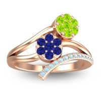 Blue Sapphire Fashion Ring In 14K Rose Gold With Peridot And Aquamarine – Zubha Simple Ring