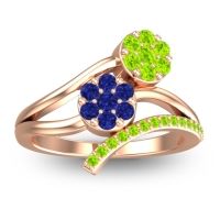 Blue Sapphire Fashion Ring In 14K Rose Gold With Peridot – Zubha Simple Ring