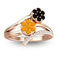 Citrine Fashion Ring In 14K Rose Gold With Black Onyx And Diamond – Zubha Simple Ring
