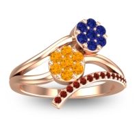 Citrine Fashion Ring In 14K Rose Gold With Blue Sapphire And Garnet – Zubha Simple Ring