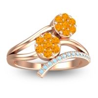 Citrine Fashion Ring In 14K Rose Gold With Aquamarine – Zubha Simple Ring