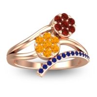 Citrine Fashion Ring In 14K Rose Gold With Garnet And Blue Sapphire – Zubha Simple Ring
