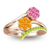 Citrine Fashion Ring In 14K Rose Gold With Pink Tourmaline And Peridot – Zubha Simple Ring