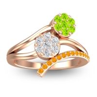 Lab Diamond Fashion Ring In 14K Rose Gold With Peridot And Citrine – Zubha Simple Ring