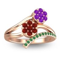 Garnet Fashion Ring In 14K Rose Gold With Amethyst And Emerald – Zubha Simple Ring