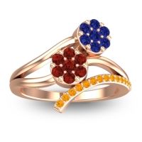 Garnet Fashion Ring In 14K Rose Gold With Blue Sapphire And Citrine – Zubha Simple Ring