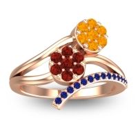 Garnet Fashion Ring In 14K Rose Gold With Citrine And Blue Sapphire – Zubha Simple Ring