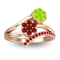 Garnet Fashion Ring In 14K Rose Gold With Peridot And Ruby – Zubha Simple Ring
