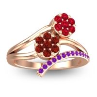 Garnet Fashion Ring In 14K Rose Gold With Ruby And Amethyst – Zubha Simple Ring