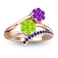 Peridot Fashion Ring In 14K Rose Gold With Amethyst And Blue Sapphire – Zubha Simple Ring