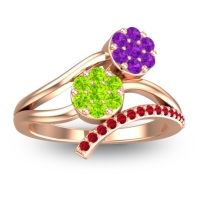 Peridot Fashion Ring In 14K Rose Gold With Amethyst And Ruby – Zubha Simple Ring