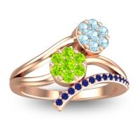 Peridot Fashion Ring In 14K Rose Gold With Aquamarine And Blue Sapphire – Zubha Simple Ring