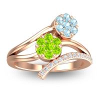 Peridot Fashion Ring In 14K Rose Gold With Aquamarine And Lab Diamond – Zubha Simple Ring