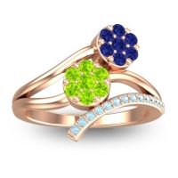 Peridot Fashion Ring In 14K Rose Gold With Blue Sapphire And Aquamarine – Zubha Simple Ring