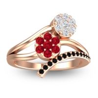 Ruby Fashion Ring In 14K Rose Gold With Lab Diamond And Black Onyx – Zubha Simple Ring
