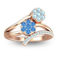 Swiss Blue Topaz Fashion Ring In 14K Rose Gold With Aquamarine – Zubha Simple Ring