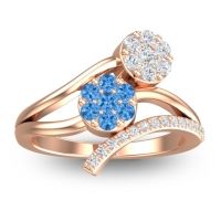 Swiss Blue Topaz Fashion Ring In 14K Rose Gold With Lab Diamond – Zubha Simple Ring