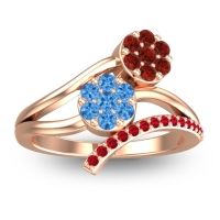 Swiss Blue Topaz Fashion Ring In 14K Rose Gold With Garnet And Ruby – Zubha Simple Ring