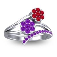 Amethyst Fashion Ring In 14k White Gold With Ruby – Zubha Simple Ring