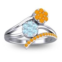 Aquamarine Fashion Ring In 14k White Gold With Citrine – Zubha Simple Ring