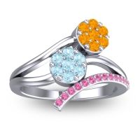 Aquamarine Fashion Ring In 14k White Gold With Citrine And Pink Tourmaline – Zubha Simple Ring