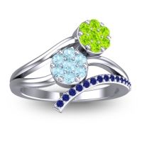 Aquamarine Fashion Ring In 14k White Gold With Peridot And Blue Sapphire – Zubha Simple Ring