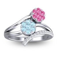 Aquamarine Fashion Ring In 14k White Gold With Pink Tourmaline And Lab Diamond – Zubha Simple Ring