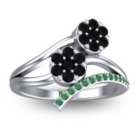 Black Onyx Fashion Ring In 14k White Gold With Emerald – Zubha Simple Ring