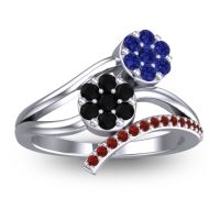 Black Onyx Fashion Ring In 14k White Gold With Blue Sapphire And Garnet – Zubha Simple Ring